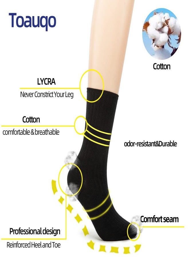 Toauqo Women's Casual Cotton Crew Sock 3-Pack Basic Pure Color Soft Comfort Socks (Navy Blue) - Image 5